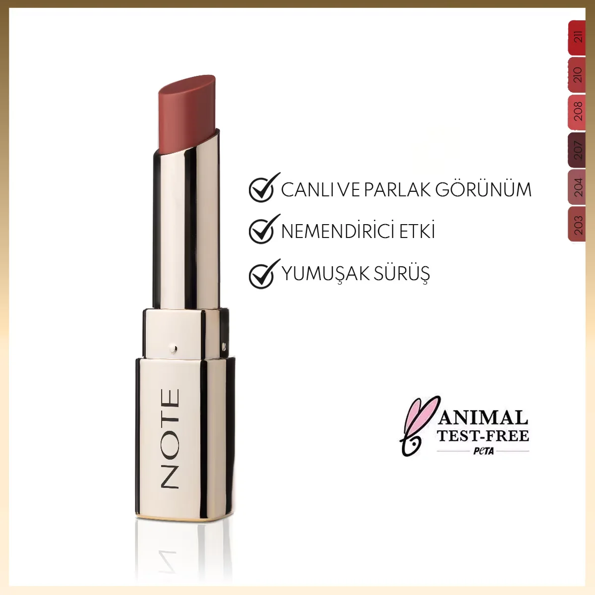 Note Iconic Sheer Lippenstift 203 Charming - Feuchtigkeitsspendender Nude Glanz