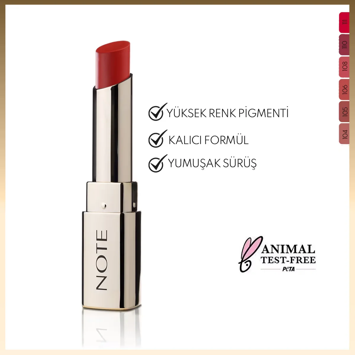 Note Iconic Matte Lippenstift 111 Fearless - Intensives Rot &amp; Feuchtigkeitsspendend