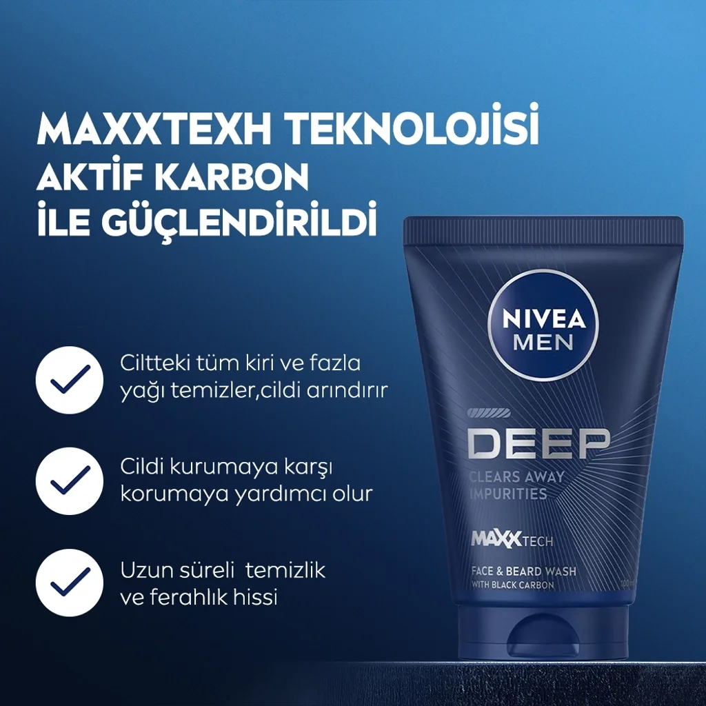 Гель для умывания лица и бороды Nivea Deep Dimension 100 мл