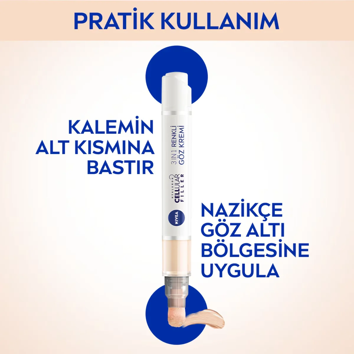 Крем для ухода за кожей вокруг глаз Nivea для маскировки темных кругов с гиалуроном, 15 мл, средний тон