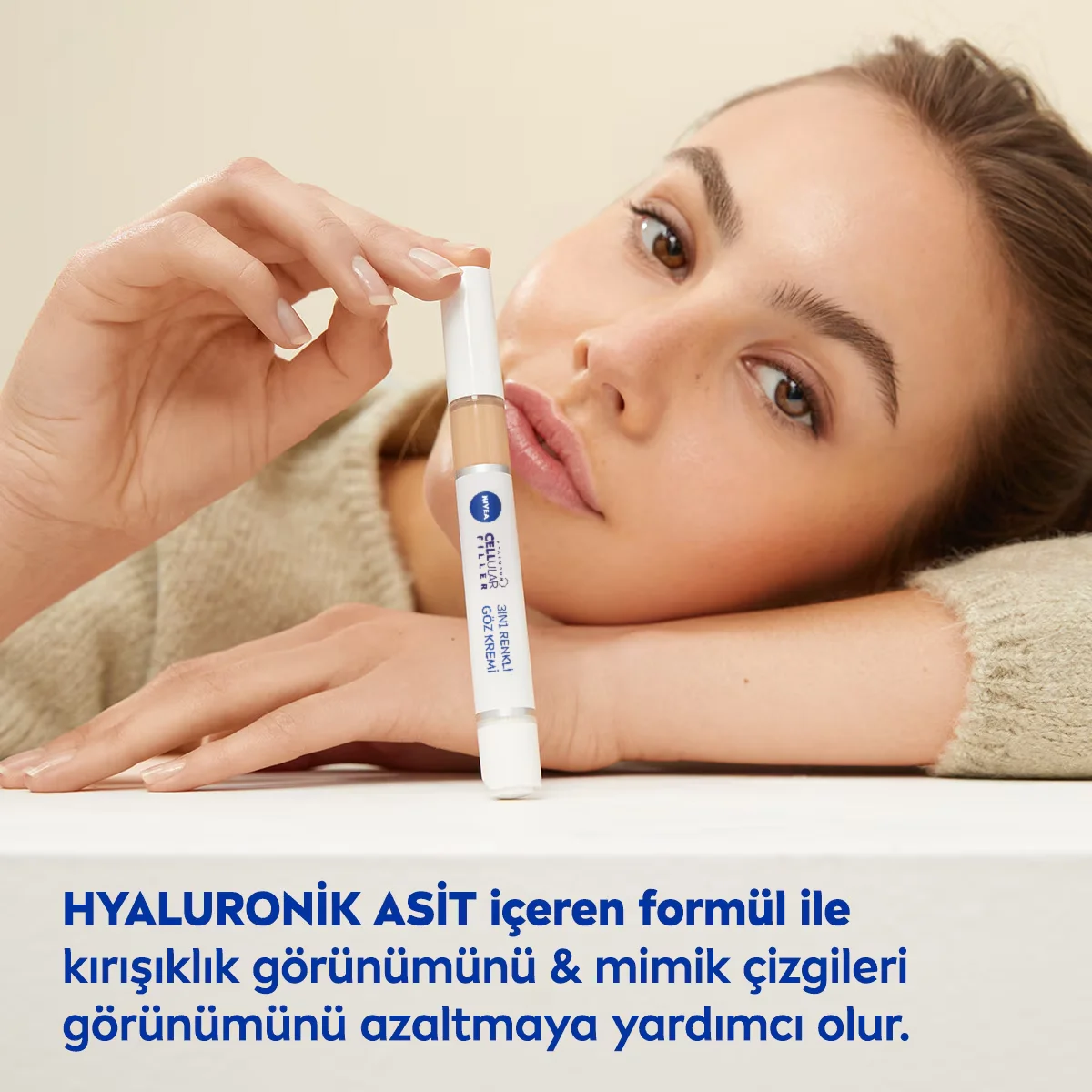 Крем для ухода за кожей вокруг глаз Nivea для маскировки темных кругов с гиалуроном, 15 мл, средний тон
