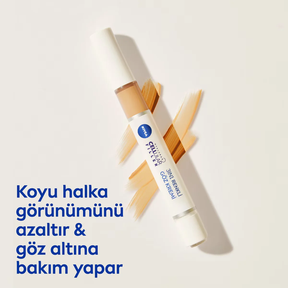 Крем для ухода за кожей вокруг глаз Nivea для маскировки темных кругов с гиалуроном, 15 мл, средний тон