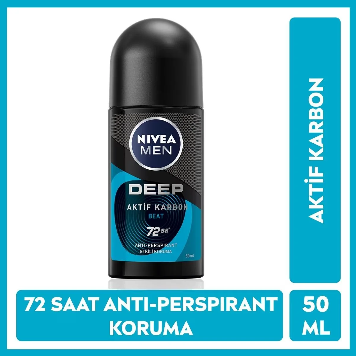 NIVEA مزيل عرق نيفيا للرجال ديب بيت بلاك كاربون رول 50 مل
