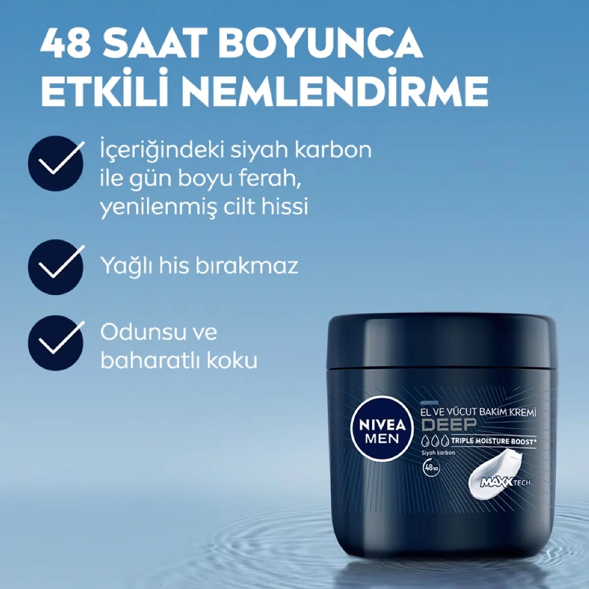 Erleben Sie 48h Feuchtigkeit mit Nivea Men Deep Creme