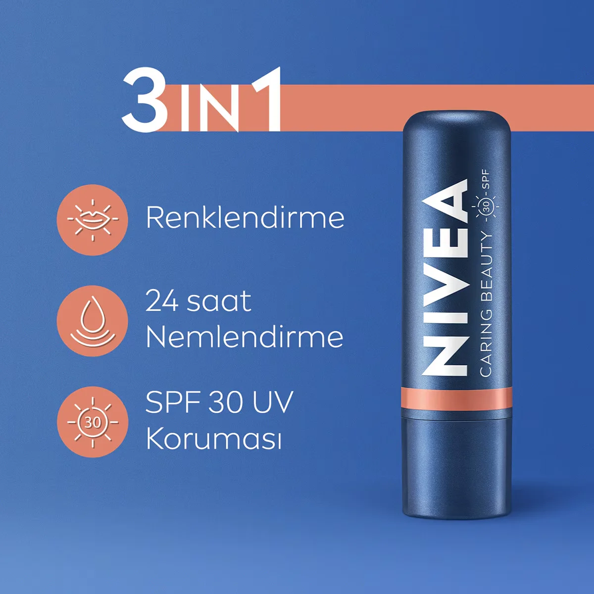 Gepflegte Lippen: Nivea Caring Beauty Nude LSF30 Lippenpfleg