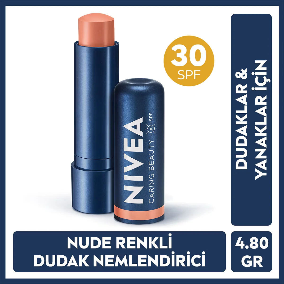 Nivea Caring Beauty Nude Spf30 lip Care Cream 4.8 gr