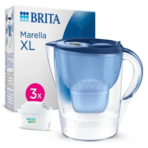 Brita Marella XL Water Filter Pitcher - Blue, 3.5L, 3 Filters
