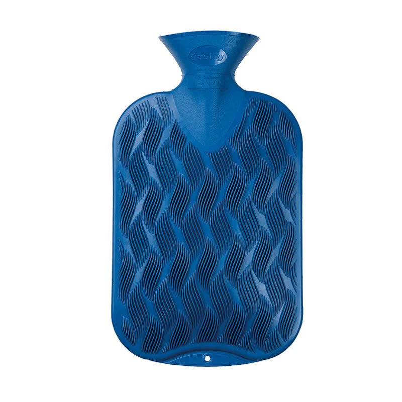 Fashy Wärmflasche 2L Blau Wellenmuster - Stilvoller Komfort