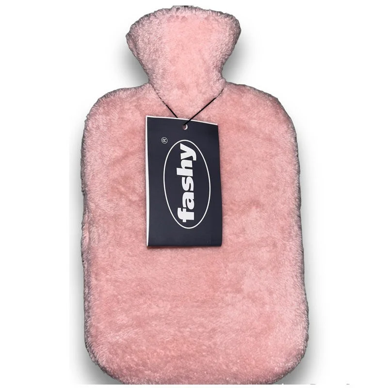 Fashy 2L Pink Plüsch Wärmflasche - Gemütliche Thermophore