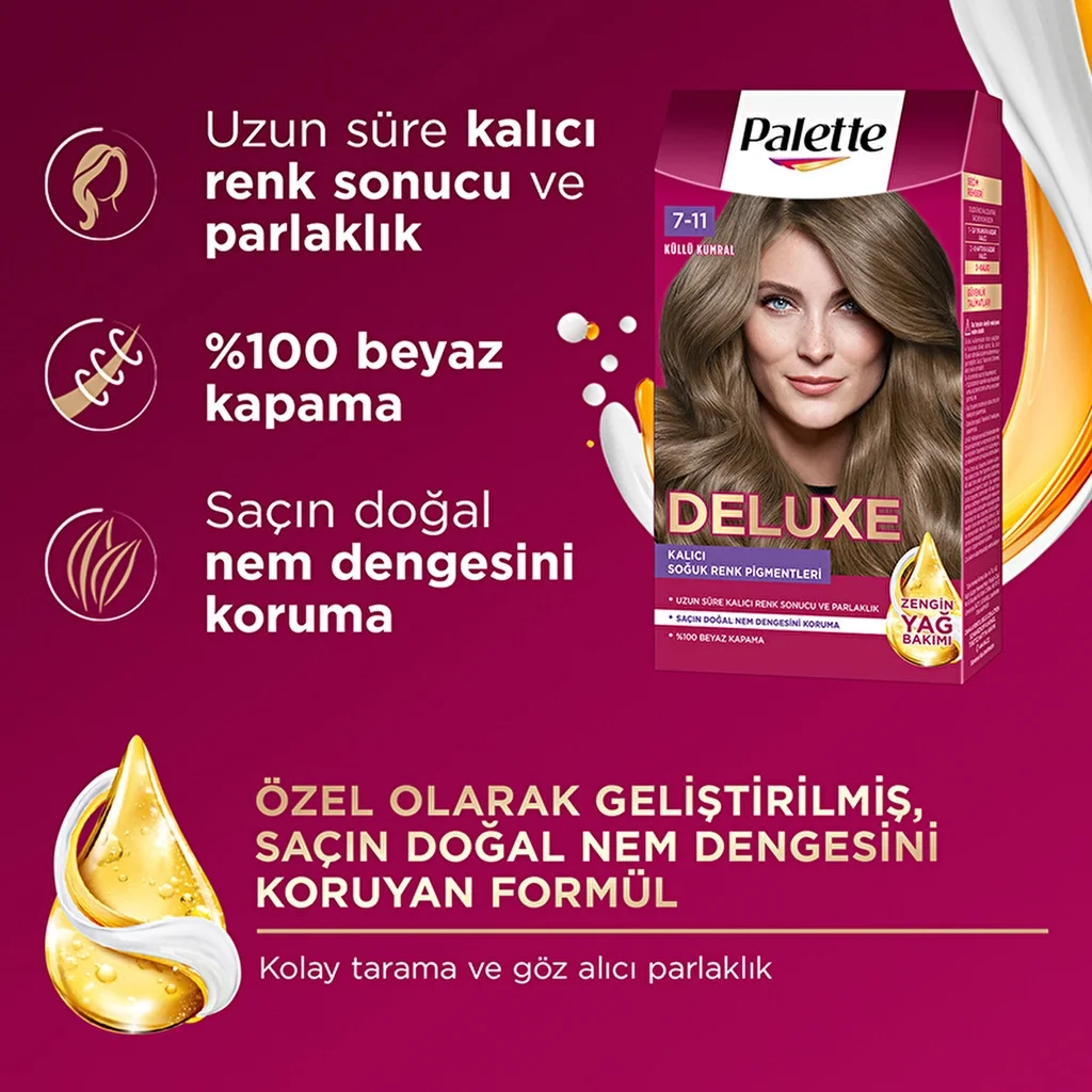 Palette Deluxe 7-11 Aschblond Haarfarbe mit Glanz und Pflege