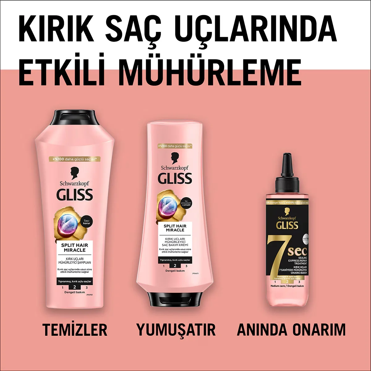 Gliss بلسم جليس المعجزة لإغلاق أطراف الشعر المتقصف مع مركب أيوني وزيت بذور العنب 360 مل