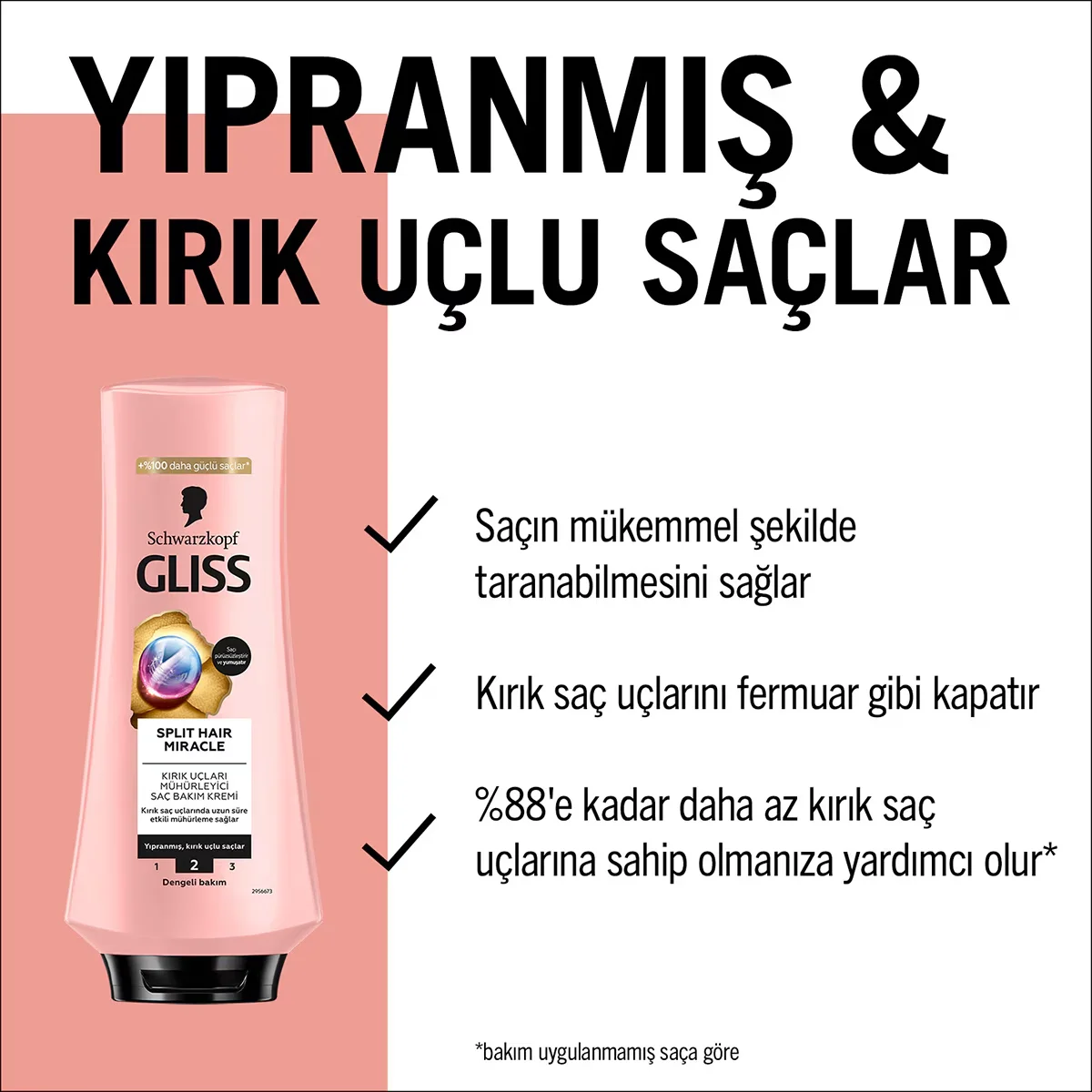 Gliss بلسم جليس المعجزة لإغلاق أطراف الشعر المتقصف مع مركب أيوني وزيت بذور العنب 360 مل