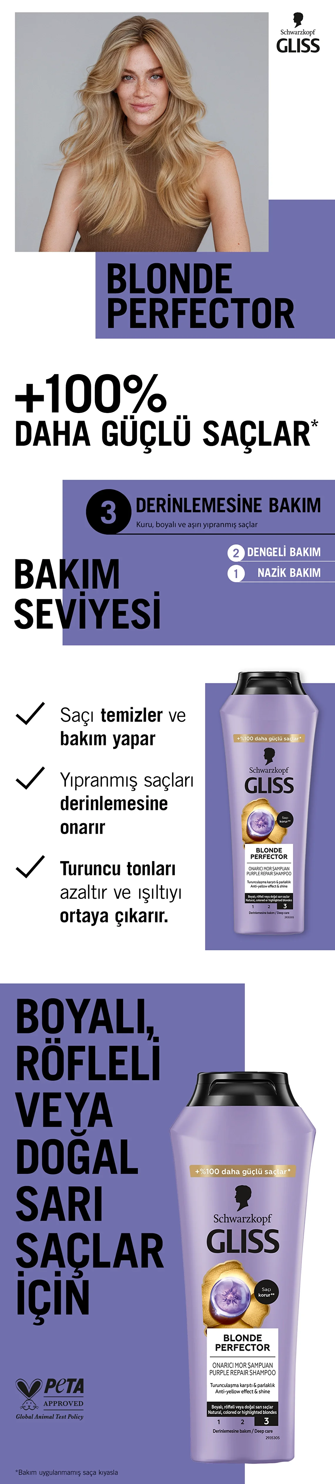 Gliss شامبو جليس بلوند بيرفيكتور المضاد للبرتقالي البنفسجي 250 مل
