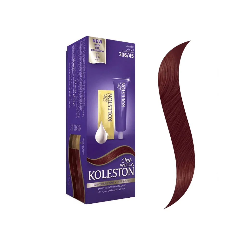 Wella Koleston Hair Color Cream with Oil Replacement 306/45 Pomegranate Red 50ml