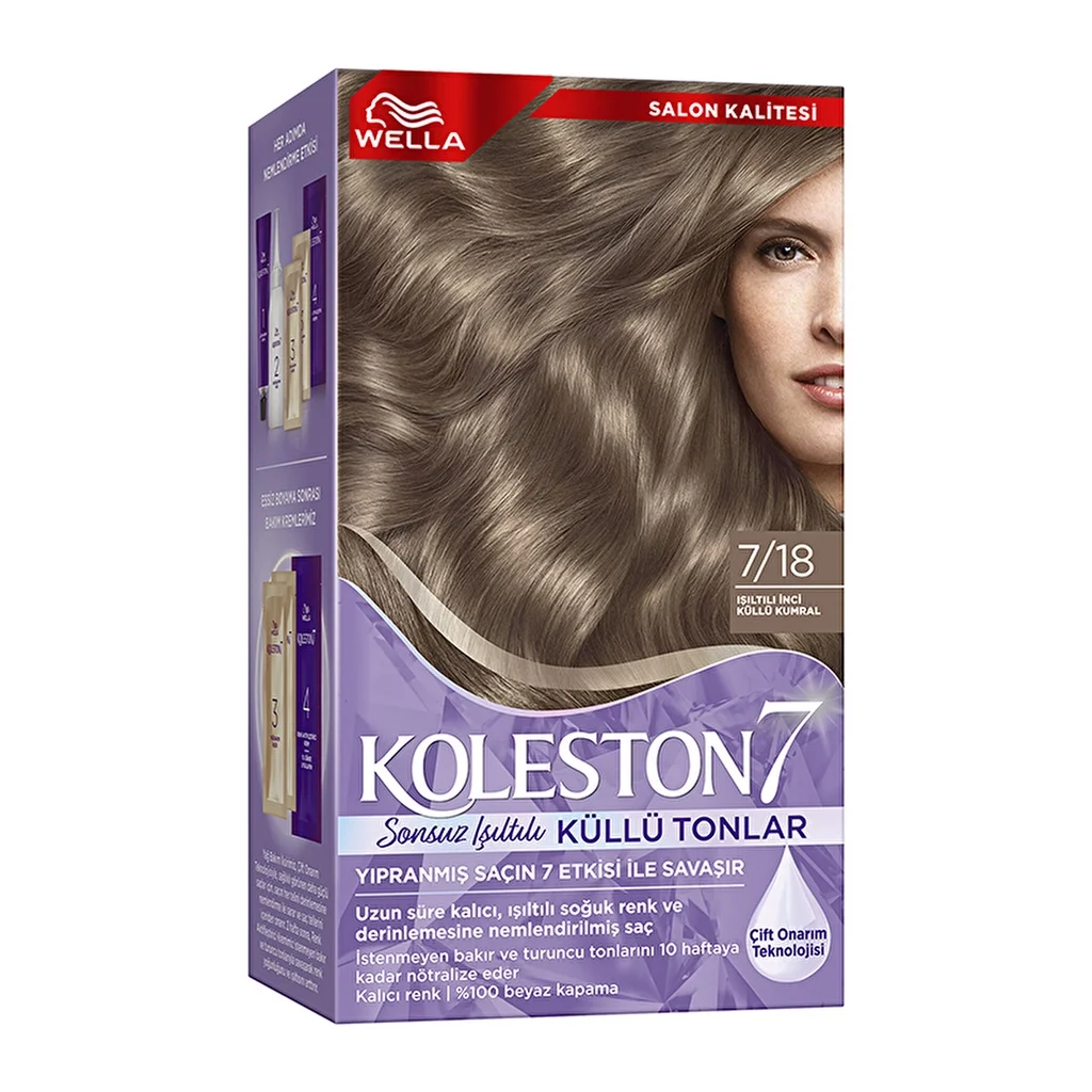 Wella Koleston 7 kit Infinite Luminous Ash Shades 7/18 luminous Pearl Ash Blonde