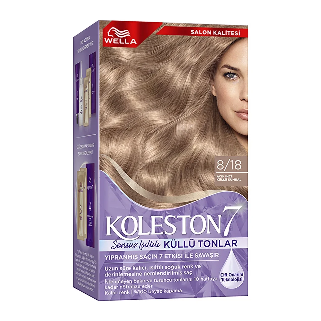 Wella Koleston 7 kit Infinite Luminous Ash Shades 8/18 light Pearl Ash Blonde
