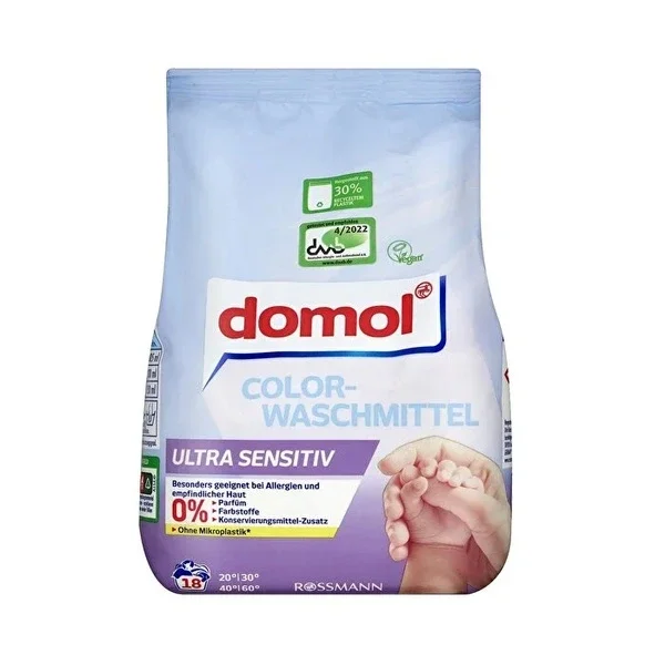 Domol Powder Washing Machine Detergent Color Eco 18 Wash Ultra Sensitive 1215 gr