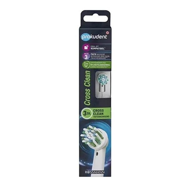 Prokudent Toothbrush Rechargeable Spare Head Cross Clean 3-Pack