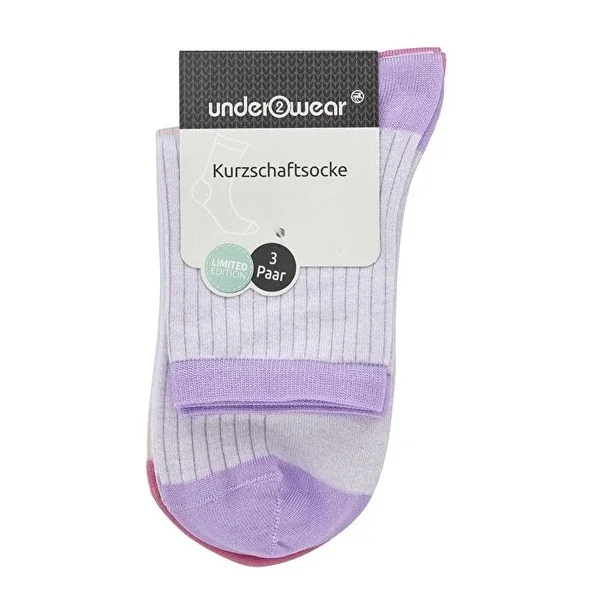 Colorful Striped Organic Cotton Short Socks - 3 Pairs