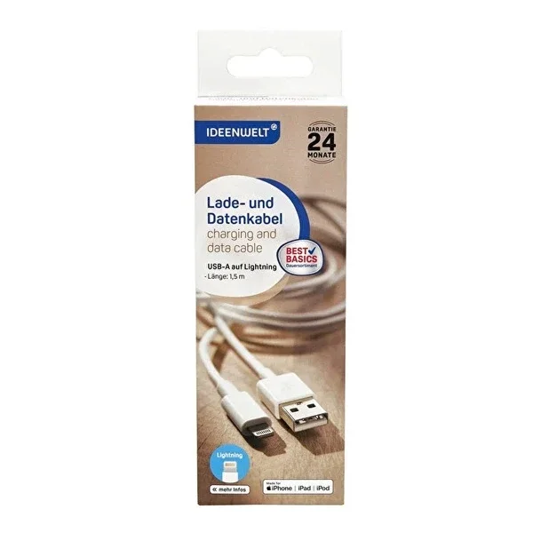 Ideenwelt Data Transfer and Charging Cable USB A-Lightning 1.5 Meters 1.5 Meters