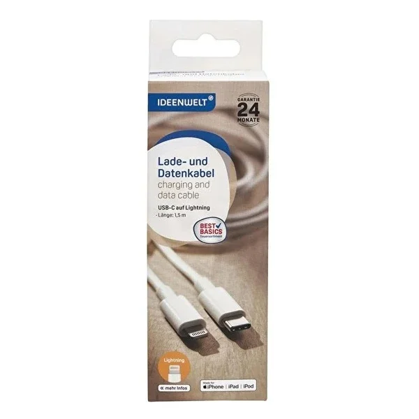 Ideenwelt Data Transfer and Charging Cable USB C-Lightning 1.5 Meters 1.5 Meters