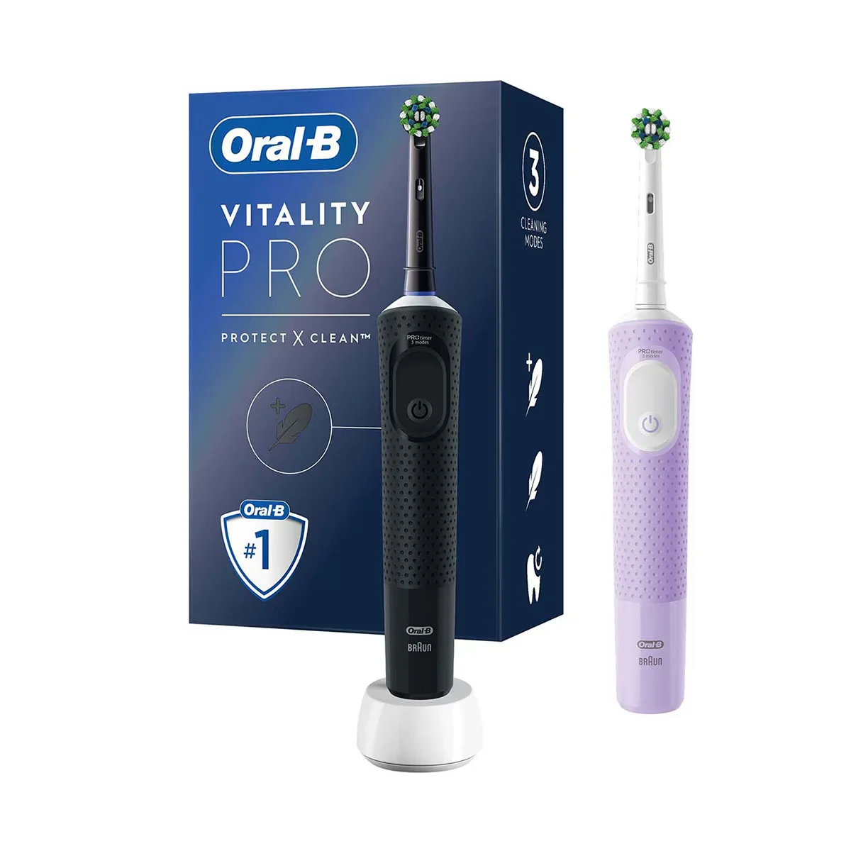 Зубная щетка Oral-B Rechargeable Vitality Pro черная и сиреневая 2 шт.
