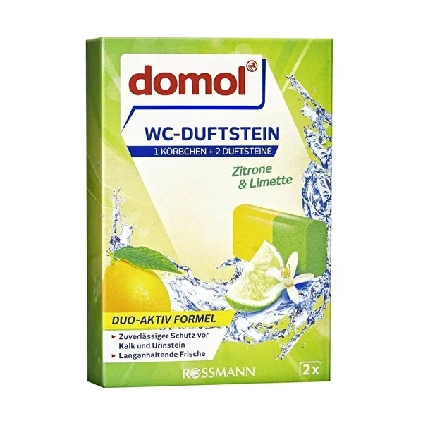 Domol WC Fragrance Toilet Block, Hanger Lemon 2 x 40 gr