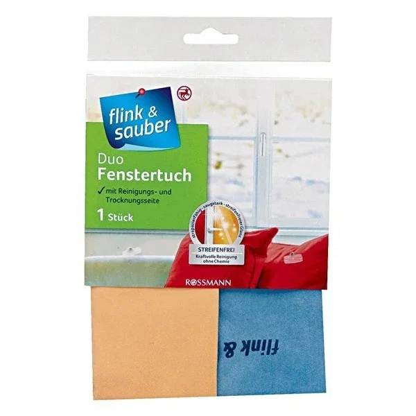 Flink & Sauber Microfiber Glass Cloth 2 Surfaces, Single, 35 x 40 cm
