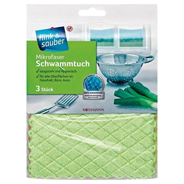 Flink & Sauber Microfiber Sponge Cloth 17x22 cm 3-pack