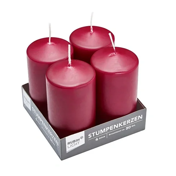 Rubin Licht Cylinder Candle Set of 4 Claret Red Set of 4