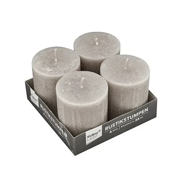 Rubin Licht Candle Cylinder Rustic 80x70 Stone Color 4 pcs