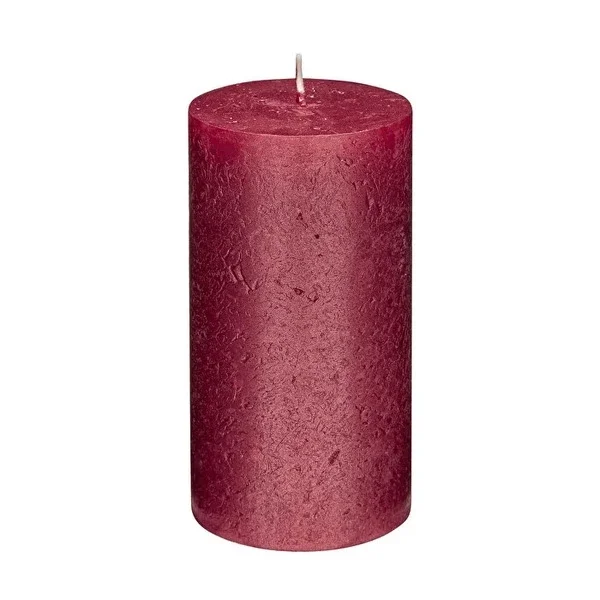 Rubin Licht Cylinder Candle Rustic Metallic Red, 130x68 mm 1 pcs