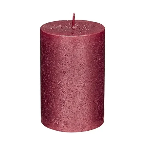 Rubin Licht Cylinder Candle Rustic Metallic Red, 100x68 mm 1 pcs