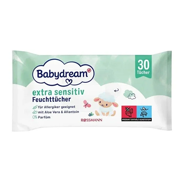 Babydream Baby Wet Wipes Very Sensitive Skin, Aloe Vera 30 pcs