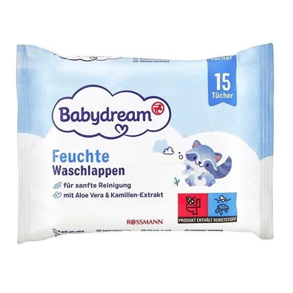 Babydream Baby Wet Wipes Sensitive Skin, Aloe Vera 15 pcs