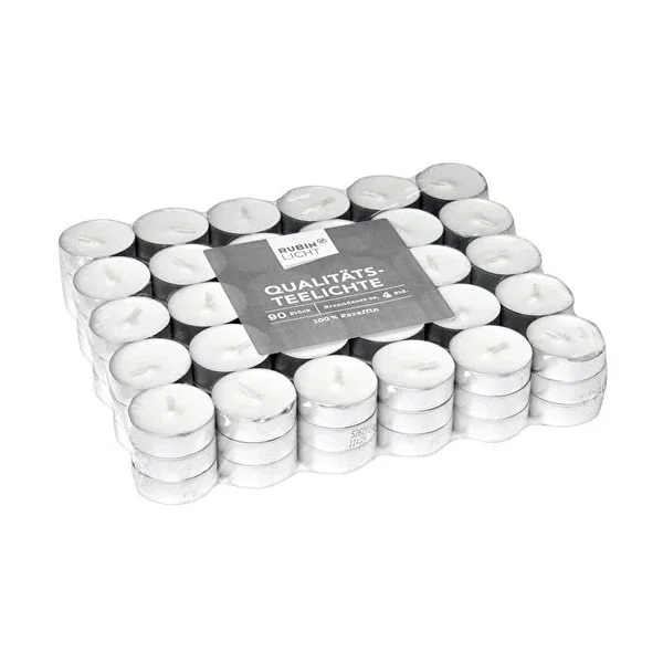Rubin Licht Tealight Candle White, 4 Hours 90's