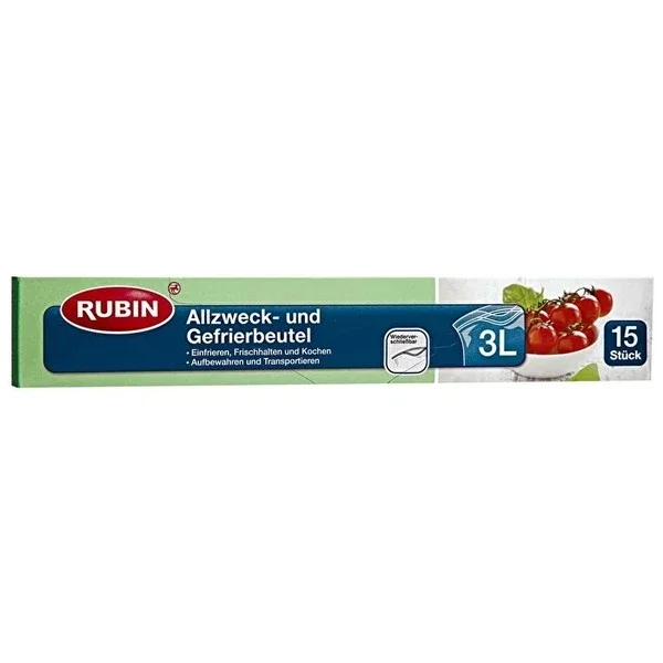 Rubin Ziplock Bag - 3 Liter Multi-Purpose 15 Pack