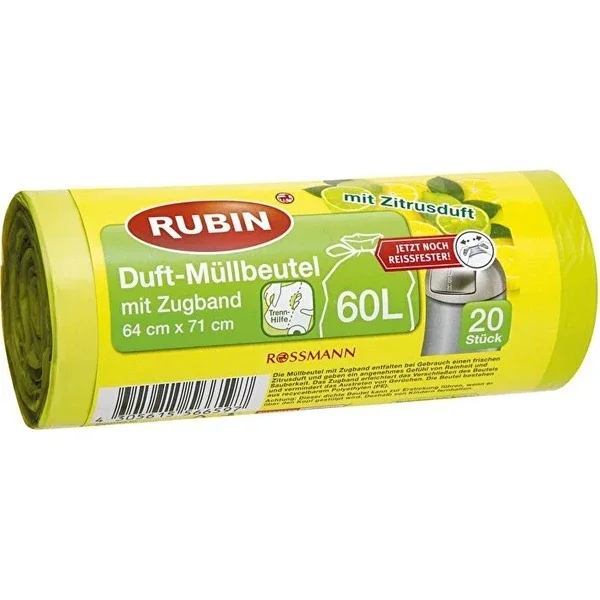 Rubin Garbage Bag with Rope Lemon Scent - 60 Liters 64x71 cm 20 pcs