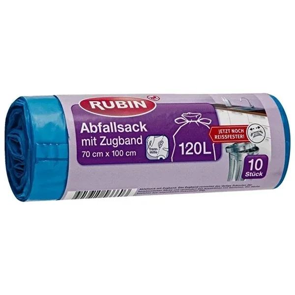 Rubin Garbage Bag With Pull Strap - 120 Liter 70X100 cm 10 pcs