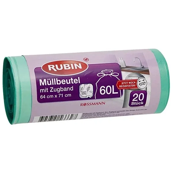 Rubin Garbage Bag Rope - 60 Liter 64x71 cm 20 pcs