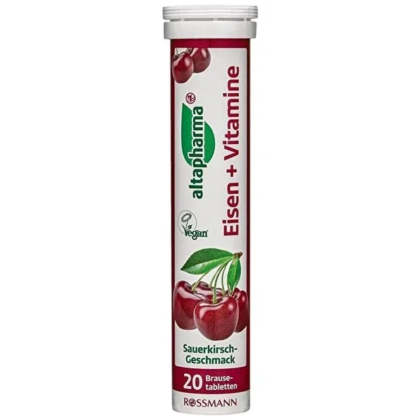 Altapharma Iron and Vitamin Supplementary Food Effervescent Tablet Cherry Flavored 20 pcs