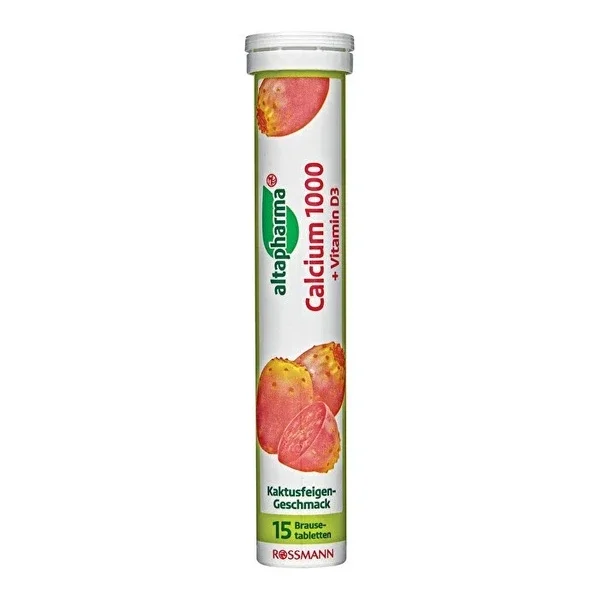 Altapharma Calcium + Vitamin D3 Containing Supplementary Food Effervescent Tablets Prickly Pear Flavored 15 pcs