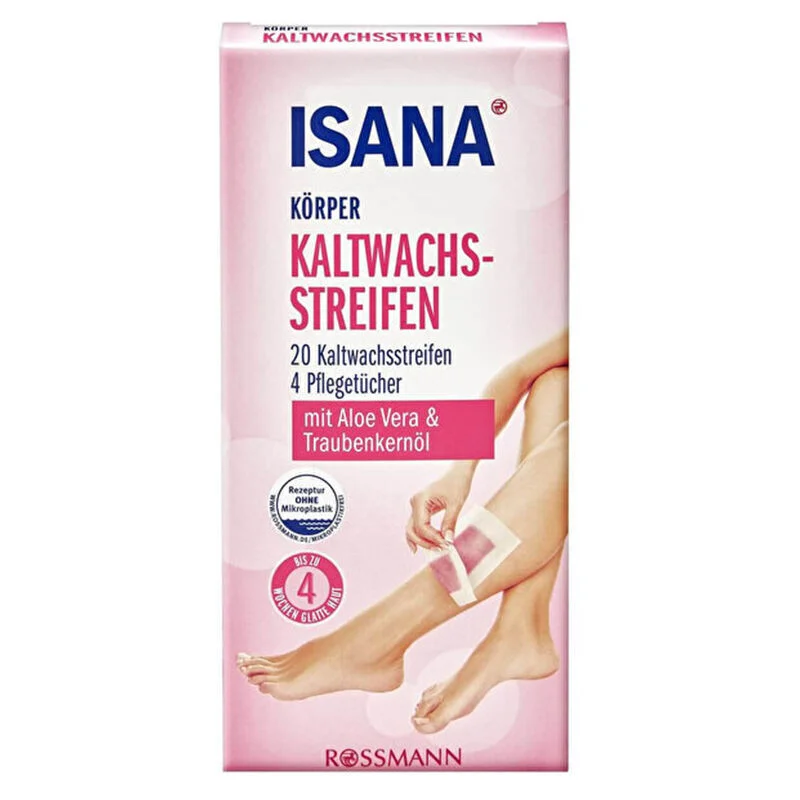 Isana 20 قطعة من شرائح الشمع البارد للجسم من إيزانا + 4 قطع مناديل تنظيف