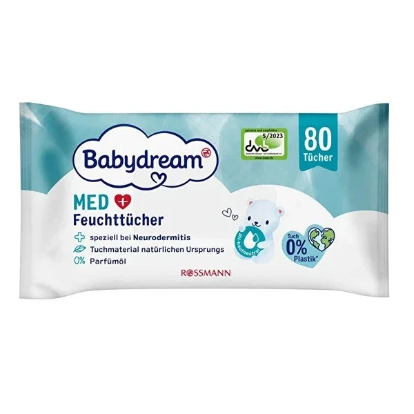 Babydream Baby Wet Wipes Dry and Sensitive Skin, Sea Buckthorn Extract 80pcs