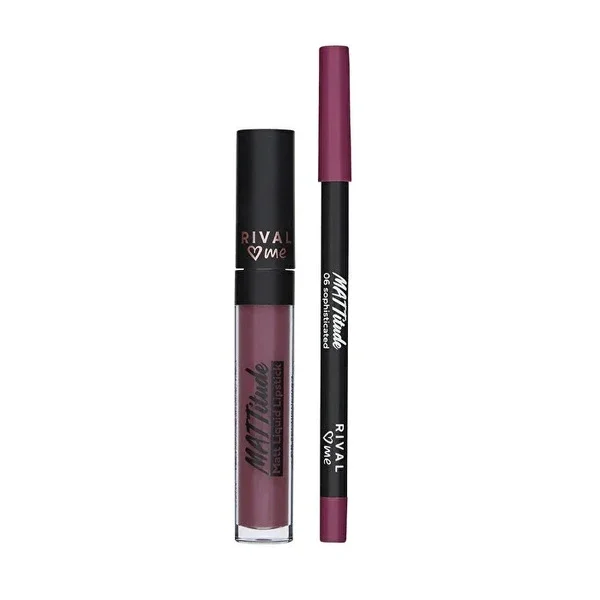 Rival Loves Me Mattitude Matte Liquid Lipstick Kit No:06 Sophistic 2-pack