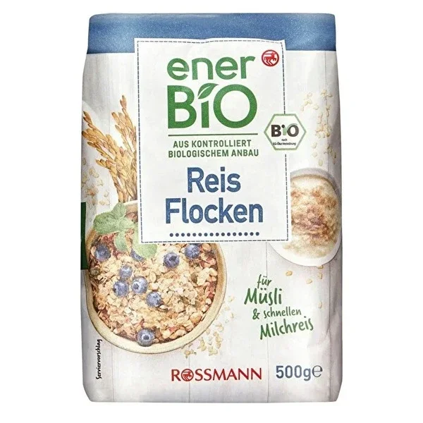 Enerbio Organic Rice Flakes - Gluten-Free, Vegan, 500g
