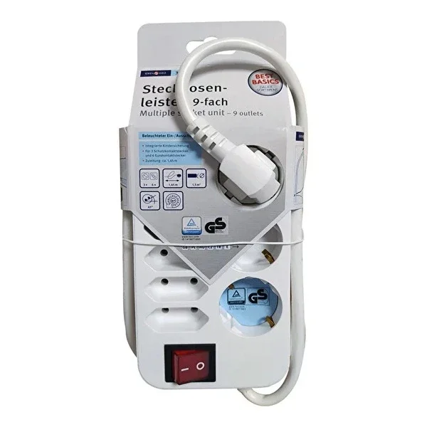 Ideenwelt Best Basics 9-Socket Power Strip with Child Safety