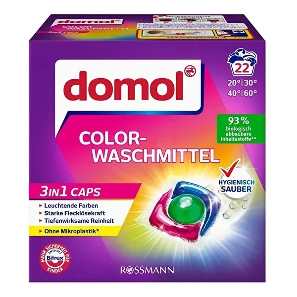 Domol Washing Machine Detergent Capsule 3in1 Color 22 Wash 517 gr