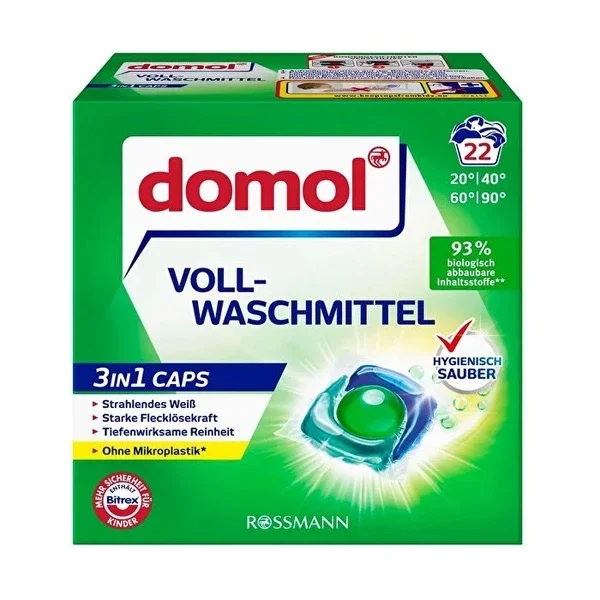 Domol Washing Machine Detergent Capsule 3in1 White 22 Wash 517 gr