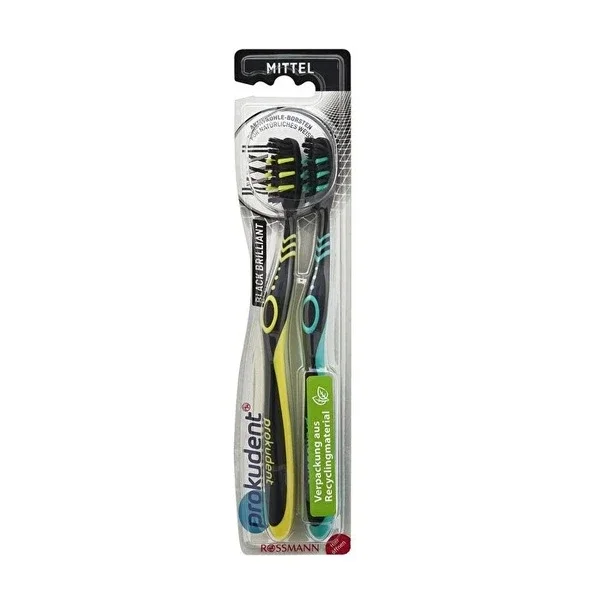 Prokudent Toothbrush Activated Carbon Brush Medium 2-Pack